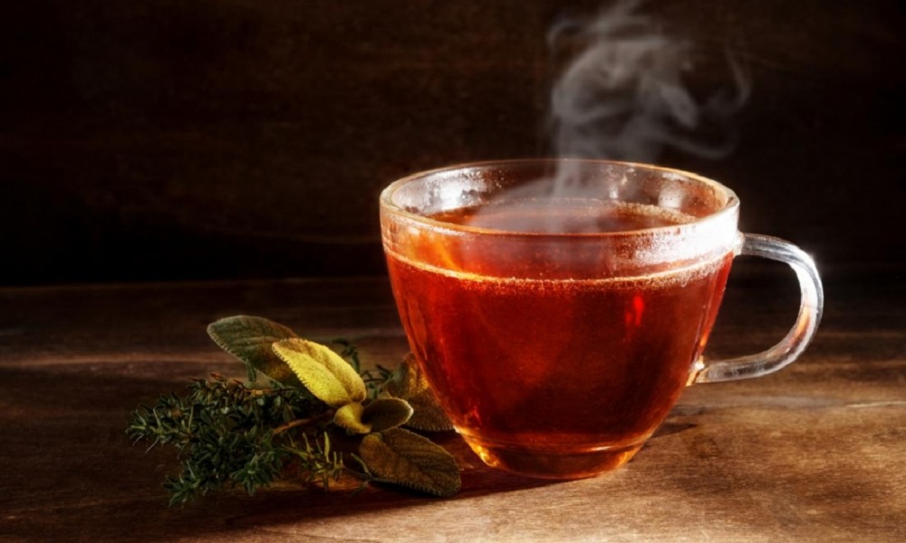 A cup of rose tea at Tbilisuri Ezo Georgian restaurant in Tbilisi }}